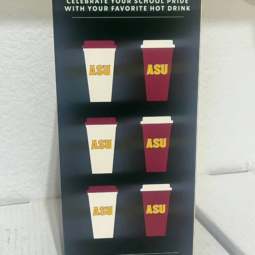 Starbucks ASU Sun Devils 6-Pack Reusable HOT Cups New Campus Collection 3251 NIB